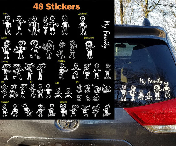 48 Stick Figures Full Collection Package My Family Car Window Decal St –