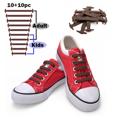 Totomo Unisize(20pc) No-Tie Shoe Laces Elastic Silicone Shoelaces for Kids & Adults, Adult Unisex